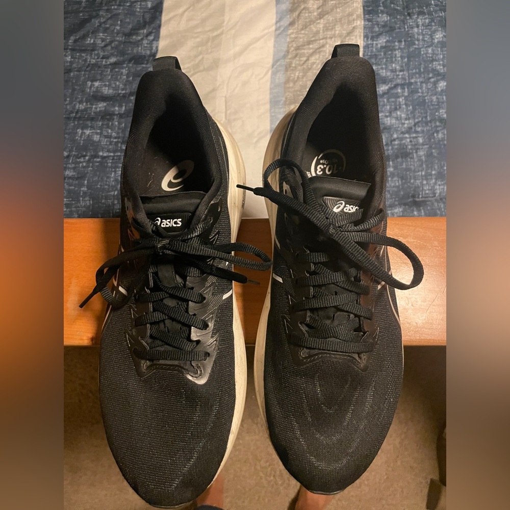 Asics Black and White Athletic Shoes
